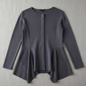 Alfani Women’s Charcoal Peplum Jacket with Asymmetrical Detail Size Large